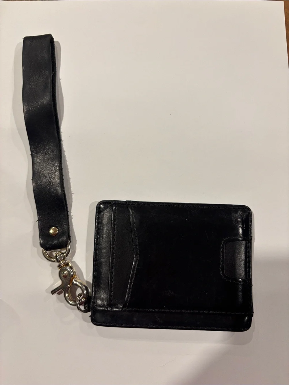 Andar The Denner Leather Wallet Wristlet - Black with Gold Hardware